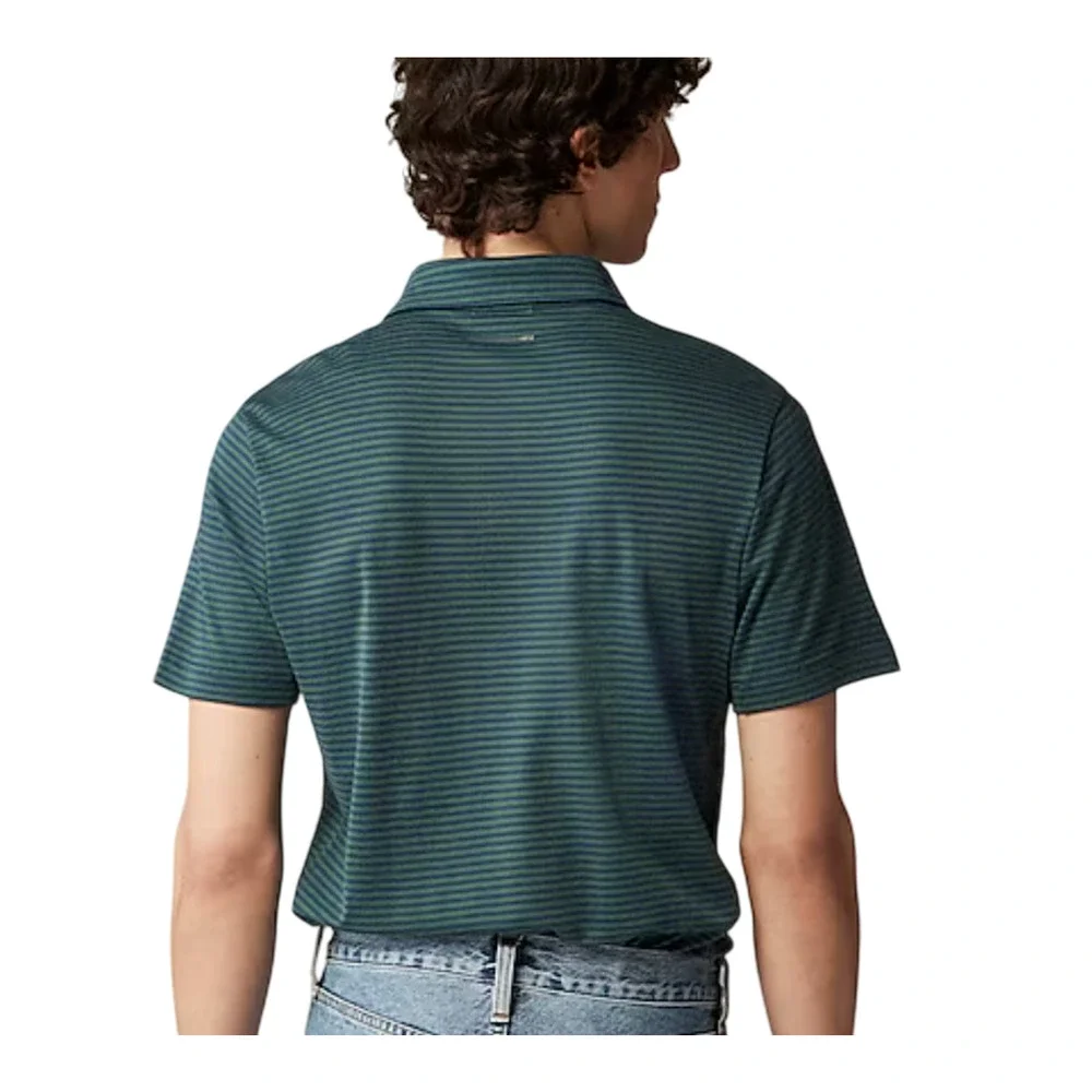 NWT J. Crew Men's Green & Navy Stripe Performance Coolmax Polo Shirt